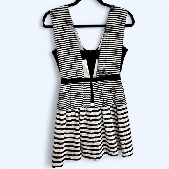NWT | Vintage BCBG | Black and White Striped Cocktail Dress - Picture 2 of 8